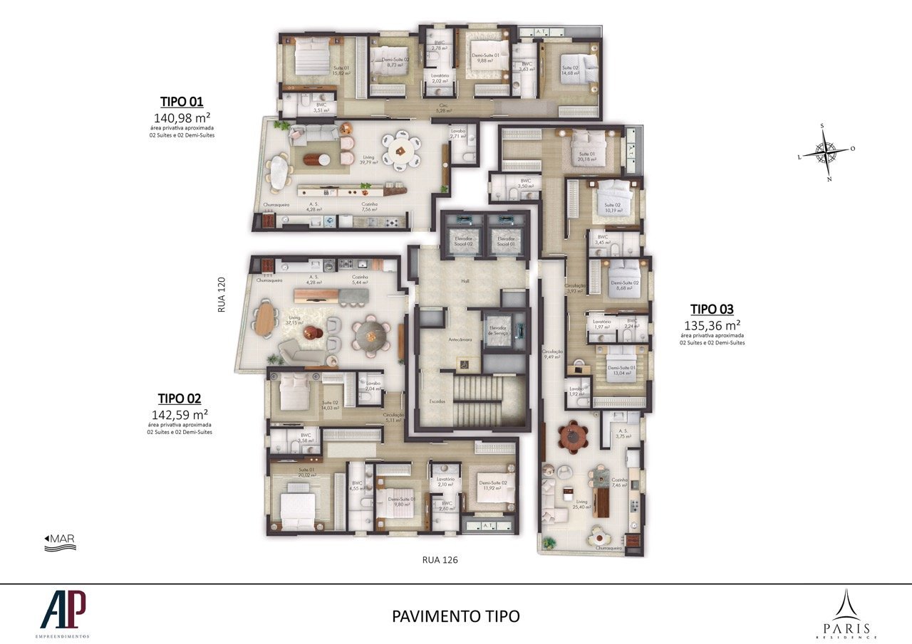 Planta-Humanizada-Paris-Residence-Tipo-Grande Paris Residence Itapema